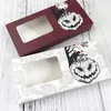 Partihandel Halloween Paper Lashes Package Box för 25 mm Mink Eyelashes Dramatiska tjocka ögonfransar Fall Anpassa sminkverktyg