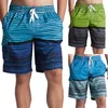 Herren Shorts Classic Striped Board Herren Vintage Drawess Double Taschenschwimmstämme Lose elastische Taille Reithose Knie Männlich