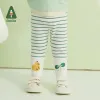 Pantalon Amila Baby Girls Leggings Stripes 2023 printemps Nouveau petit enfant mignon Panton de coton élastique doux pantalon crayon 06 ans