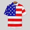 Camisas casuais masculinas American Flag praia Camisa patriótica Estrelas brancas imprimem Hawaiian Man Bloups vintage Roupas gráficas de mangas curtas