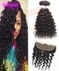 Brasileño Human Hair 3 Bundles con encaje 13x4 frontal prepollado ola profunda rizada 4 hojas de piezas Virgin Hair 95100gpiece7216748