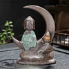 Arte e artigianato The Moon LOUT CENSER CENSER CENSER MASSILE IL BURNTO INCENSE DI INCENSO DI MONK BUDDHA Luciti decorazioni per la casa Desktop Ornament L49