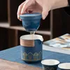Teaware -sets draagbare reistheetet mini paars zand buiten camping express cup glazen teepot drinkuitrusting