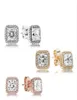 925 Sterling Silver Square Big CZ Diamond Earring Fit Jewelry Gold Rose Gold Plated Stud Earring Women Earrings284U4664985