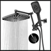 Lyxigt badrumsduschsystem Black Rain Shower -kran Set Top Spray Justerbara duschar Set med handduschhuvudet Douche