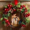 Decorative Flowers Christmas Wreath For Front Door Hanging Year Home Porch Window Wall Farmhouse Decor Festival Ornaments