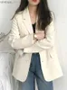Kadınlar Suits Blazers Office Lady Blazer Kadınlar İçin Zarif Şık Şık Şık Kore Tarzı Kadın Blazers Katlar Bahar Gündelik En İyi Kadın Ceket Giyim C240411