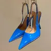 Femmes pointues sexy High Talons Designer Metal Chain Decor Slingback Femmes Slip on Party Robe Fashion Sandales Mujer