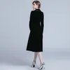 2023 Autumn Winter Velvet Trench Coat Mulheres Abrigo Mujer Longo elegante Encontrado Overcoat Feminino Sobrecote Black Cardigan Trench