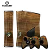 Data Frog 3D Brown Wood Custom Vinyl Console Cover för Microsoft Xbox 360 Slim Skin Stickers Controller Protective för Xbox360 S