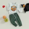 Pantaloni mababy 03y Halloween neonato neonati neonati set di vestiti da ragazza set lettera top a maniche lunghe di zucca costumi