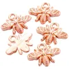 25pcs 6 couleurs petites abeilles charmes en alliage en alliage Insectes en métal Pendants pour collier de bricolage