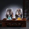 Wijnglazen 15 ml luxe kristalglas wodka sake shochu likeur dubbele bodem goudfolie high-end cadeaus harde drankcocktailgereedschap