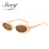 Solglasögon Story Vintage Fashion Oval For Women Men 2024 Brand Designer Retro Leopard Round Female UV400 Shades S1030