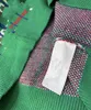 Maglioni femminili maglione di lana verde doppia g lettere gancellate a strisce jacquard rossa e blu a contrasto a contrasto che controllano il scollo rotondo a maglia