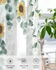 Eucalyptus Farmhouse Plant Sunflower rideau Curtains en tulle pour le salon Traitements de fenêtre de cuisine