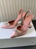 SURES Buty Amina Muaddi Rosie spiczasty palce paleniski Satin Rhinestone Clear Crystal Begum Camelia Bow Glass Wedding Party