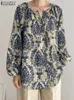 ZANZEA Floral Printed Vintage Blouse Spring Long Sleeve O-Neck Blouses Bohemian Women Casual Elegant Tops Holiday Loose Shirt
