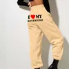 New Cross border Foreign Trade I MY BOYFRIEND Printed Casual Guard Pants for Men and Women, Loose and Shortened High Waist Sports Pants S-3XL