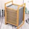 Laundry Bags Simple Ins Bamboo Hamper Folding Japanese Storage Basket Detachable Cotton And Linen Dirty Baskets