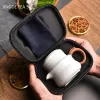 Set di tè da viaggio per esterni in ceramica una pentola due tazze di tè infusore portatore portatile per carpichi personalizzati e set di tazze