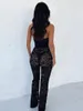 Women's Pants Fashion Ins Lace Corns Lace-up Jumpsuit Casual Chicken Eyes Strap