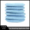 Cartes de voiture en microfibre de 5 pouces détaillant les coussinets applicateurs 6 pcs TADS de nettoyage bleu clair pour l'application de vos soins de soins et de lavage de voiture