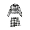 Vestes pour femmes campus sweetgirl veste femme streetwear mode lâche décontractée vintage plaid à jupe courte y2k vêtements filles coulage