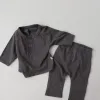 Pantalon Toddler Boy Simple Hortwear Set Pullover Solid Sleeves Tops + Pantalon Loose Pantal