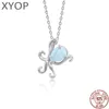 XYOP 925 Silver Regalo Blu Naturale Larimar Lively Octopus Ciondo