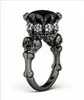 Brand Punk Jewelry Skull 10kt Black Gold Piegato Demon Princess 5CT Black Sapphire Cocktail Canding Anello per donne Men61410835870453