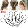 4pcs Ponytail Hair Styling Tools Set Beatre Pony Pony Pony Loop Hair Bun Maker Braids Accessoires de beauté