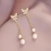 Dangle Earrings Delysia King Women's Trendy Butterfly Pearl Tassel Brideエレガントな気質イブニングパーティーイヤーダングラー