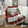 Blankets Red Truck Throw Blanket Christmas Tree Snowman Printed Fleece Soft Warm Microfiber Solid For Bed