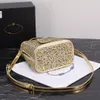 Мини -ведро сумка роскошная дизайнерская женская сумочка по кроссовым сумочкам хрустальная банкетная сумка для вечеринки на плече золото одно водяное бриллиантовое блеск сумки для покупок