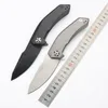 CK0095 High End Flipper Knife S35VN Satin/Black Titanium Coated Blade TC4 Titanium Alloy Handle Outdoor Camping Fishing Ball Bearing Fast Open EDC Pocket Knives