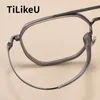 Lunettes de soleil Frames Retro Pure Titanium Fild Double Bridge Le type ovale peut être équipé de verres plats légers anti-bleus pour hommes femmes