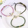 Link Bracelets CSJA Butterfly Bracelet For Women Handmade Braided Nylon Rope Adjustable Bangle Lucky Glass Charm On Hand Jewelry S941