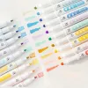 6pcs / set Double Head Candy Color Dots Set Lightlighter Set Fine Art Painting Note Marks Fluorescent Pen Set