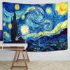 Tapestry famoso van gogh impressão manta parede pendurada estrela lua noite quarto decorativo quarto 200x150cm grande 240411