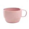 Cups Saucers Environmental Wheat Straw Milk Coffee Cup Biodegradable Breakfast Teacup Mug With Simple Plain Ribbon Handle