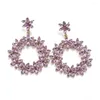 Dingle örhängen 2024 Fashion Crystal Rhinestones Flowers Big Circle Statement Women Vintage Jewelry