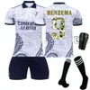 Zwycięzca nagrody Globe Globe Golden No. 9 Benzema Football Set z Sockins Home/Away Special Edition koszulka