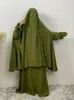 Ethnic Clothing Dresses Islamic Abaya Muslim Dubai Veiled Women Clothes Turkish Solid Color Niqab Eid Suit Robe Khimar High Quality Rama
