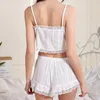 Women's Sleepwear Women Pajama Set Girls Faux Cotton Comfortable Lace Pyjama Tank Top Shorts Nightwear Casual Loungewear Homewear