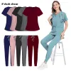 Doctor Scrub Scrub Conjunto de roupas de trabalho enfermeiro roupas de trabalho tops calças de corrida uniformes cirúrgicos acessórios médicos por atacado