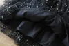 Robes de fille mode fille fille d'été robe enfants paillettes à volants manches anniversaire costume de princesse bébé soirée noire partille en tulle 3-8T