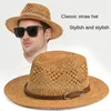 デザイナーfedora hat wide brim man hat beach shreadhat excisite織りメッシュホロー通気性夏のレジャーハット240410