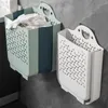 Folding Bathroom Laundry Basket Wall-mounted Dirty Clothes Storage Basket Collapsable Laundry Bag Bathroom Laundry Organizer