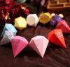 100pcs Diamond shaped Candy Box Gift Jewelry DIY Paper Boxes Wedding favors Gold Silver Red Purple1657501